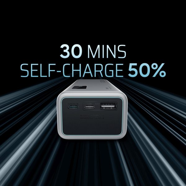 Powerbank 20000mAh USB-A USB-C 150W - pelēks