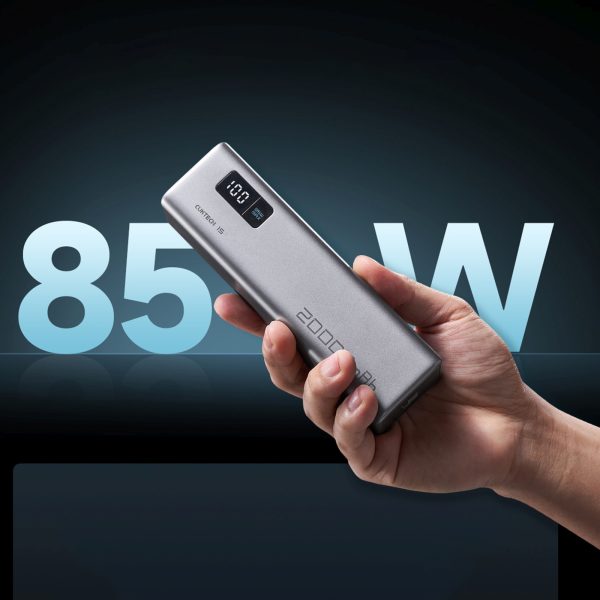 Powerbank 20000mAh USB-C USB-A 100W - pelēks