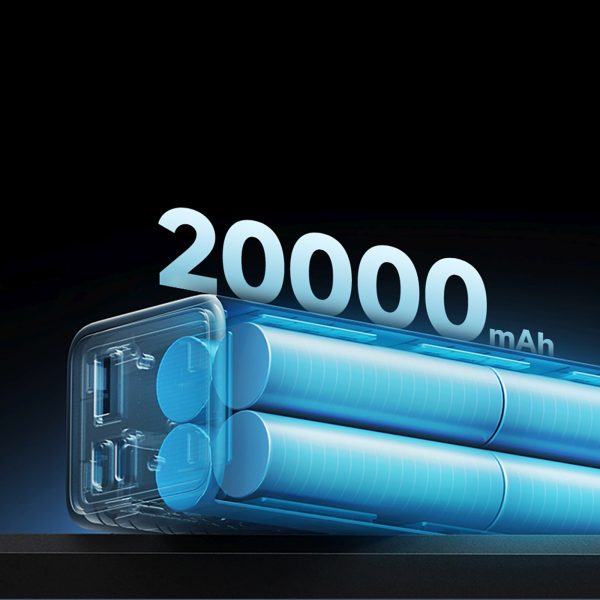 Powerbank 20000mAh USB-C USB-A 100W - pelēks