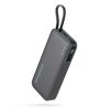 Powerbank 20000mAh USB-A USB-C ar iebūvētu USB-C kabeli 55W - pelēks