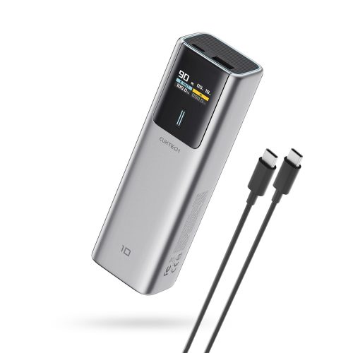 Powerbank 10000mAh USB-C USB-A 150W - pelēks