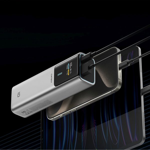 Powerbank 10000mAh USB-C USB-A 150W - pelēks