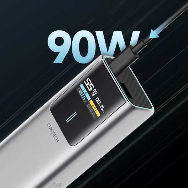 Powerbank 10000mAh USB-C USB-A 150W - pelēks
