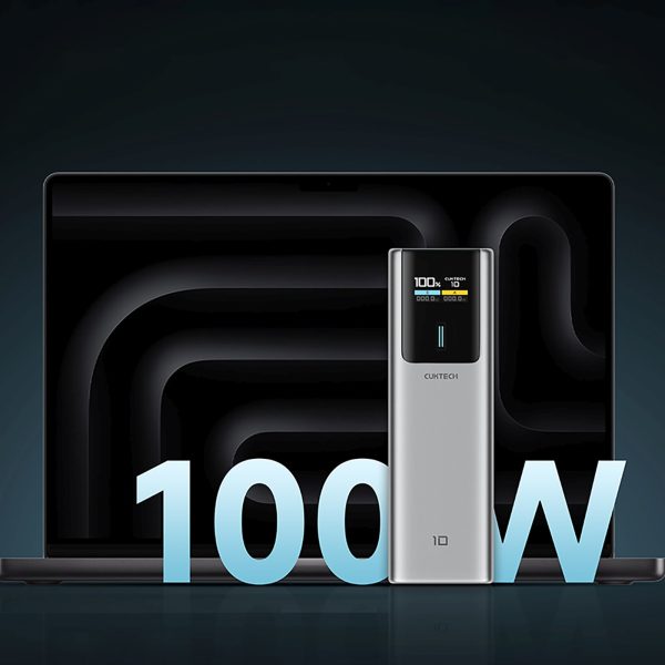 Powerbank 10000mAh USB-C USB-A 150W - pelēks
