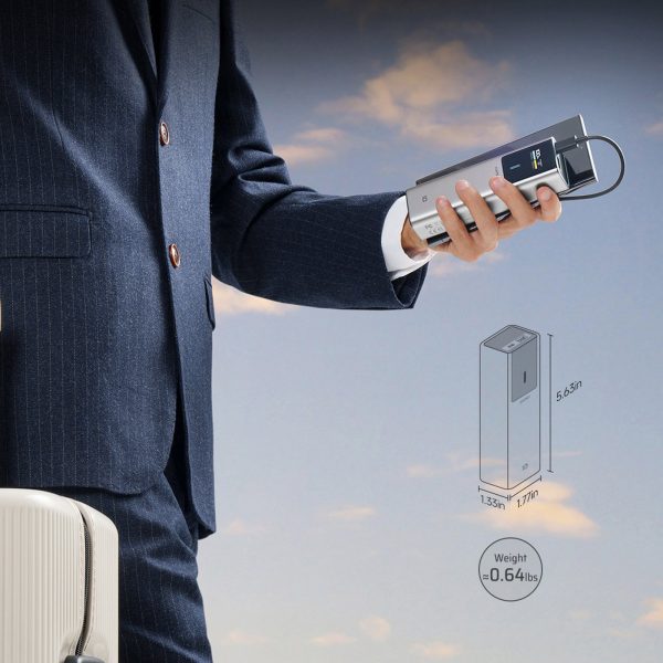 Powerbank 10000mAh USB-C USB-A 150W - pelēks