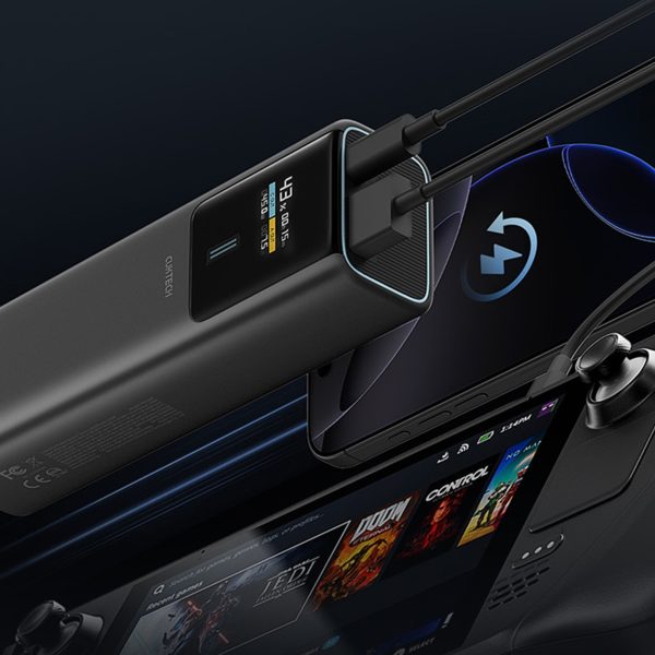 Powerbank 10000mAh USB-C USB-A 150W - melns