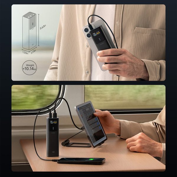 Powerbank 10000mAh USB-C USB-A 150W - melns
