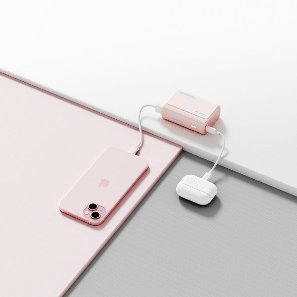 Powerbank 10000mAh USB-C USB-A 30W - rozā
