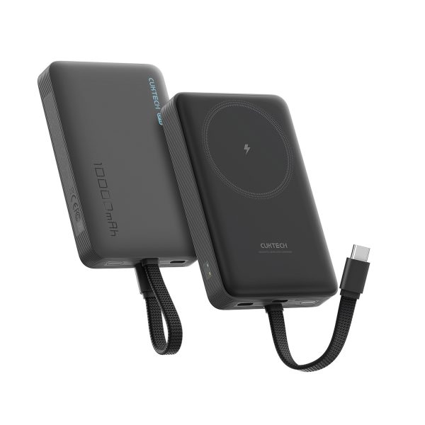 10000mAh USB-C magnētiskais barošanas bloks ar iebūvētu USB-C MagSafe kabeli - melns