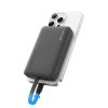 10000mAh USB-C magnētiskais barošanas bloks ar iebūvētu USB-C MagSafe kabeli - melns