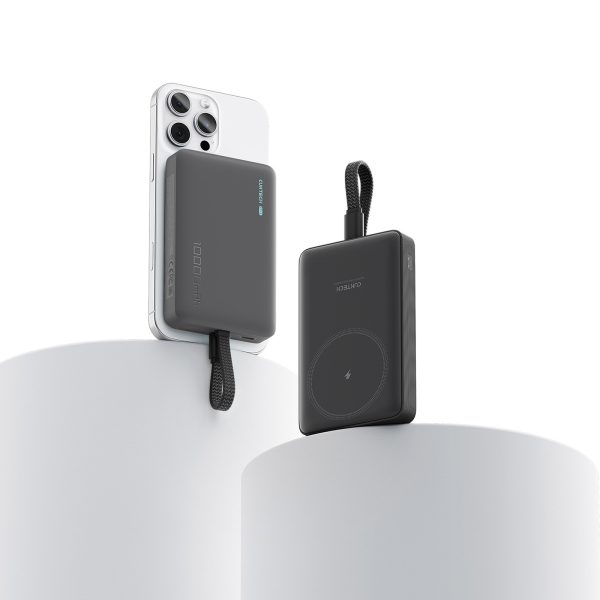 10000mAh USB-C magnētiskais barošanas bloks ar iebūvētu USB-C MagSafe kabeli - melns