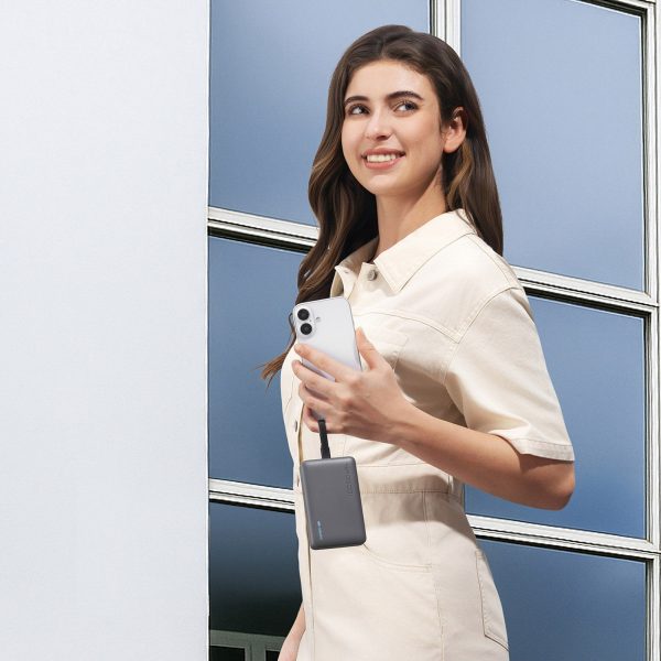10000mAh USB-C magnētiskais barošanas bloks ar iebūvētu USB-C MagSafe kabeli - melns