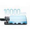 10000mAh USB-C magnētiskais pārnēsājamais akumulators ar iebūvētu USB-C kabeli - balts