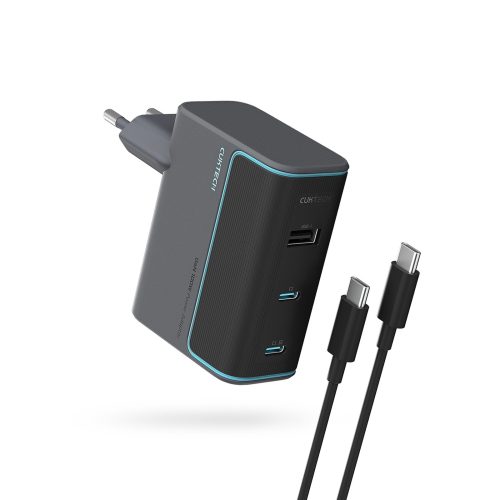 1033753-1-ladowarka-sieciowa-usb-c-usb-a-z-kablem-usb-c-szar-cuktech-hurtownia-dropshipping.jpg USB-C USB-A sienas lādētājs ar USB-C GaN kabeli 100W - pelēks