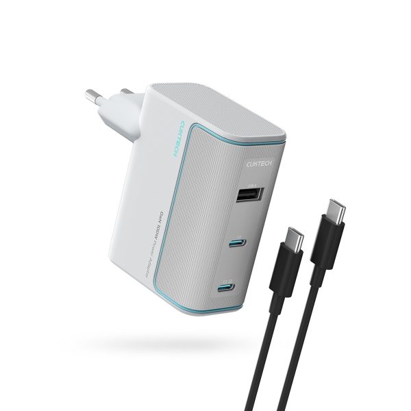 1033754-1-ladowarka-usb-c-usb-a-z-kablem-gan-100w-biala-cuktech-hurtownia-dropshipping.jpg USB-C USB-A sienas lādētājs ar GaN kabeli 100W - balts