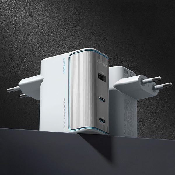 1033754-3-ladowarka-usb-c-usb-a-z-kablem-gan-100w-biala-cuktech-hurtownia-dropshipping.jpg USB-C USB-A sienas lādētājs ar GaN kabeli 100W - balts