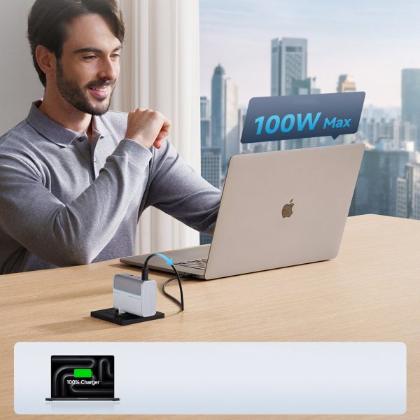 1033754-6-ladowarka-usb-c-usb-a-z-kablem-gan-100w-biala-cuktech-hurtownia-dropshipping.jpg USB-C USB-A sienas lādētājs ar GaN kabeli 100W - balts