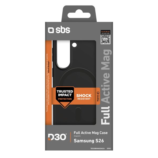 Samsung Galaxy S26 pilnībā aktīvs maciņš D3O MagSafe - melns