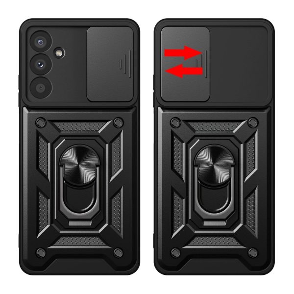 Hybrid Armor Camshield bruņu maciņš Samsung Galaxy A57 ar kameras pārsegu un statīvu - melns