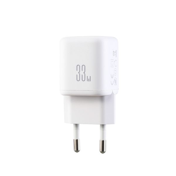 33 W USB-A USB-C sienas lādētājs - balts