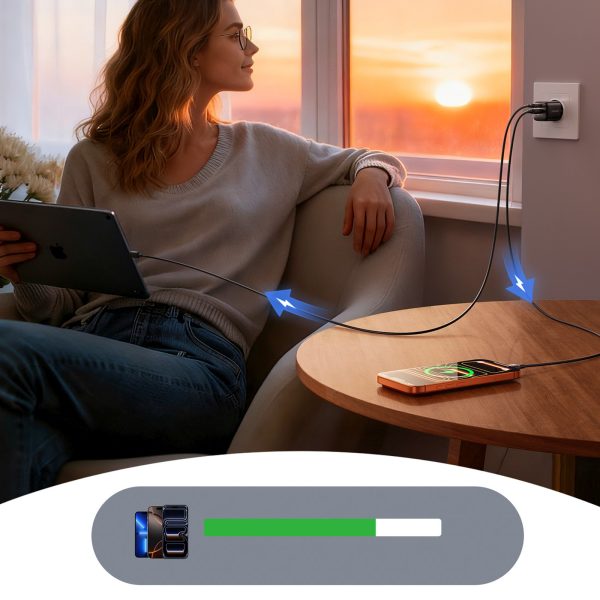 33 W USB-A USB-C sienas lādētājs - melns