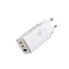 USB-C USB-A GaN 65W sienas lādētājs ar 100W USB-C kabeli 1,2 m - balts