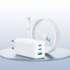 USB-C USB-A GaN 65W sienas lādētājs ar 100W USB-C kabeli 1,2 m - balts