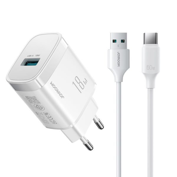 1033805-1-ladowarka-sieciowa-usb-a-18w-z-kablem-biala-joyroom-hurtownia-dropshipping.jpg 18 W USB-A sienas lādētājs ar 1 m USB-A - USB-C kabeli - balts