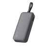 Powerbank 20000mAh USB-A USB-C ar integrētu kabeli 40W - pelēks