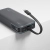 Powerbank 20000mAh USB-A USB-C ar integrētu kabeli 40W - pelēks