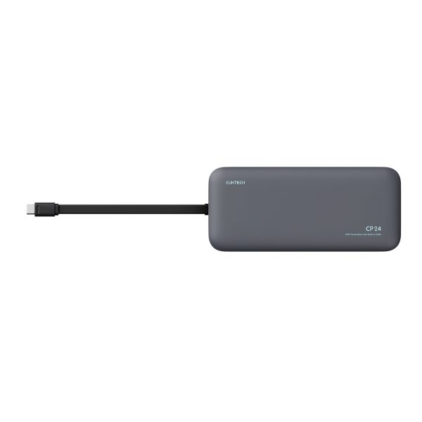 Powerbank 20000mAh USB-A USB-C ar integrētu kabeli 40W - pelēks
