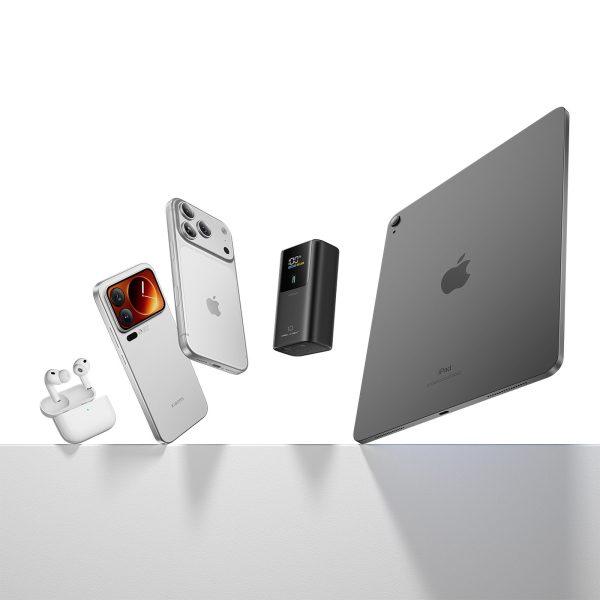 Powerbank 10000mAh USB-A USB-C 55W - pelēks
