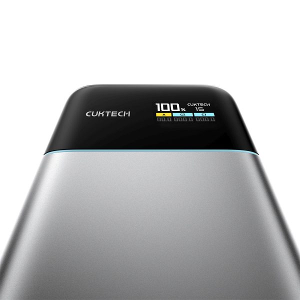 Powerbank 15000mAh USB-A USB-C 100W - pelēks