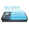 Powerbank 15000mAh USB-A USB-C 100W - pelēks