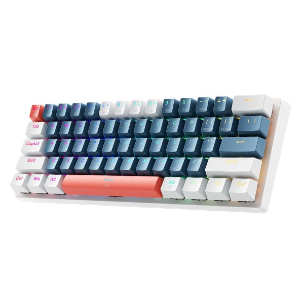 Blue Switch vadu mehāniskā spēļu tastatūra ar fona apgaismojumu - zila un balta