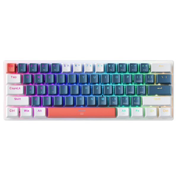 Blue Switch vadu mehāniskā spēļu tastatūra ar fona apgaismojumu - zila un balta