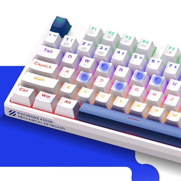 Vadu mehāniskā spēļu tastatūra ar fona apgaismojumu, sarkans slēdzis - balta
