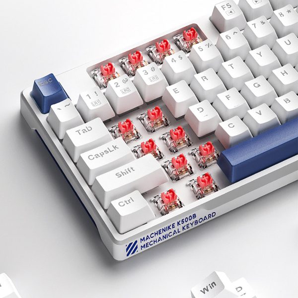 Vadu mehāniskā spēļu tastatūra ar fona apgaismojumu, sarkans slēdzis - balta