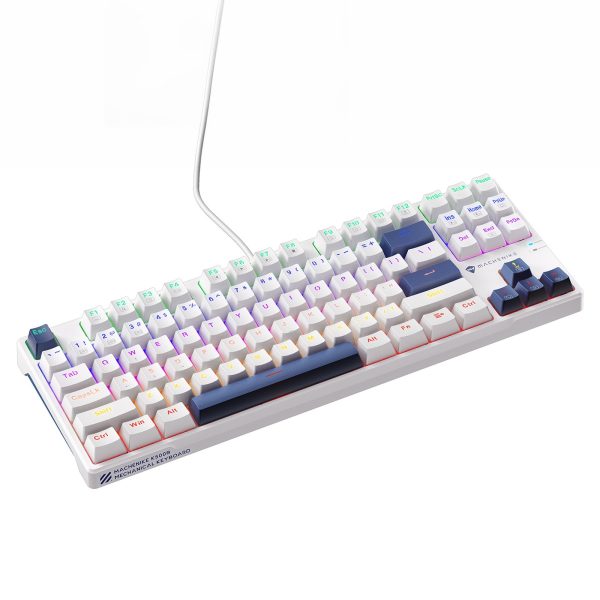 Vadu mehāniskā spēļu tastatūra ar fona apgaismojumu, sarkans slēdzis - balta