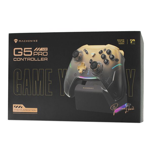 G5Pro Premium Edition bezvadu spēļu kontrolieris ar uzlādes staciju - melns un zelta