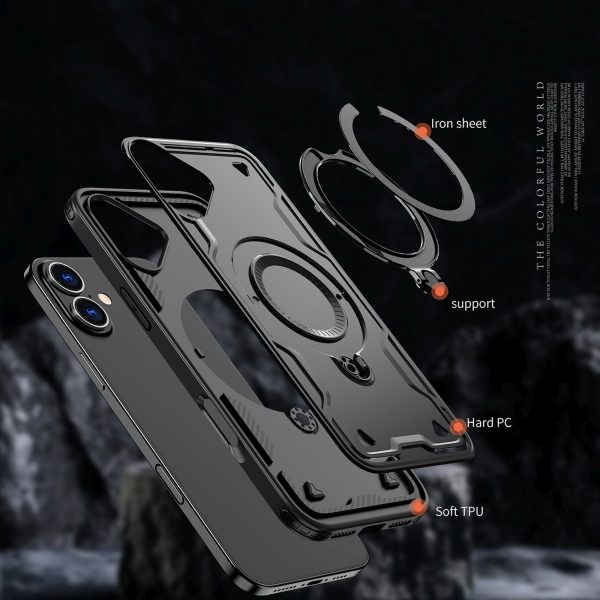 iPhone 16 Hybrid Armor modernais MagSafe vāciņš — melns