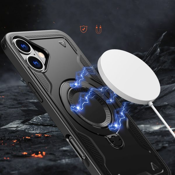 iPhone 16 Hybrid Armor modernais MagSafe vāciņš — melns