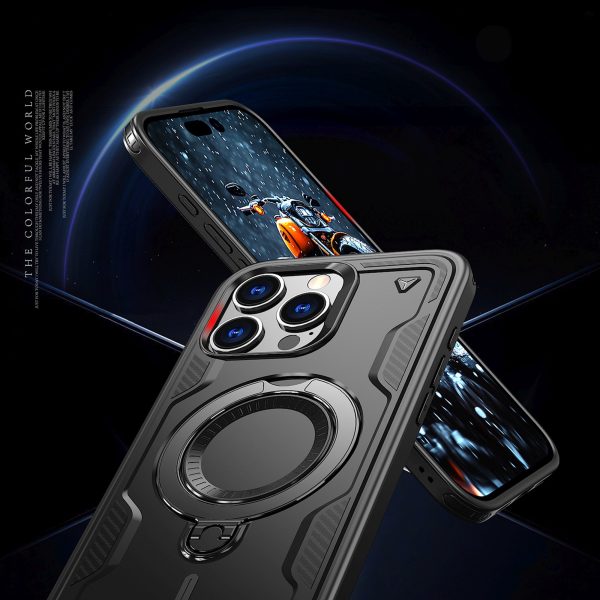 iPhone 16 Pro Hybrid Armor modernais MagSafe vāciņš — melns