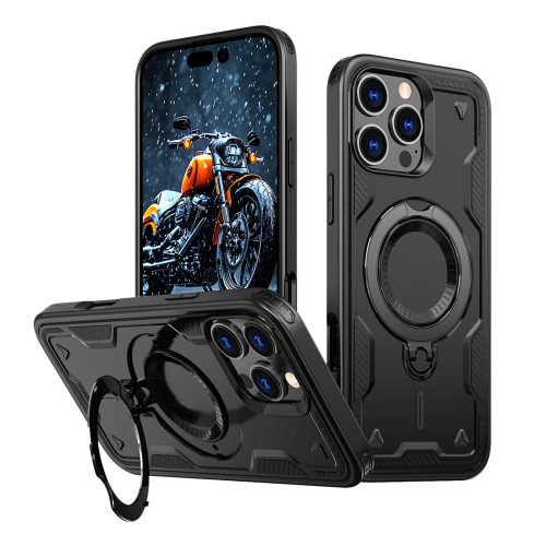 iPhone 16 Pro Max Hybrid Armor modernais MagSafe vāciņš — melns