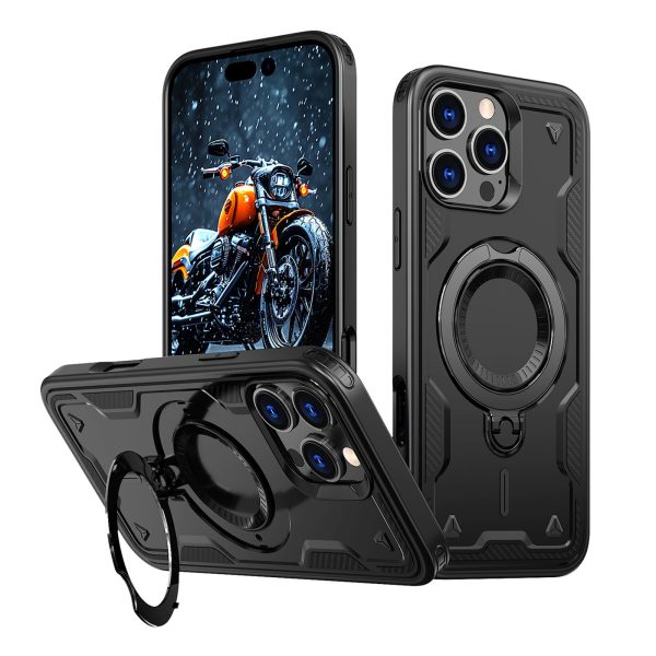 iPhone 16 Pro Max Hybrid Armor modernais MagSafe vāciņš — melns