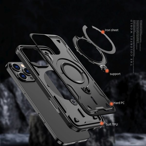 iPhone 16 Pro Max Hybrid Armor modernais MagSafe vāciņš — melns