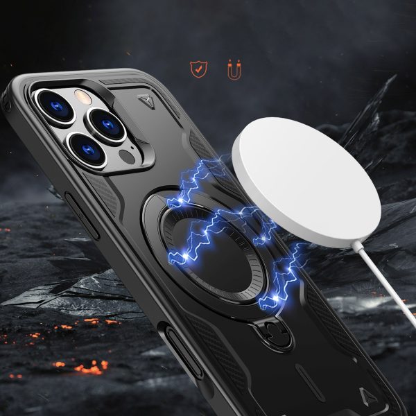 iPhone 16 Pro Max Hybrid Armor modernais MagSafe vāciņš — melns