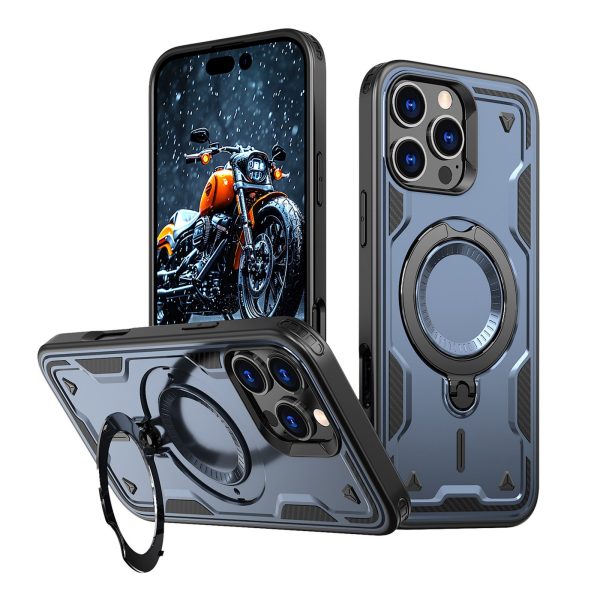 iPhone 16 Pro Max Hybrid Armor moderns maciņš ar MagSafe aizsargslāni — zils