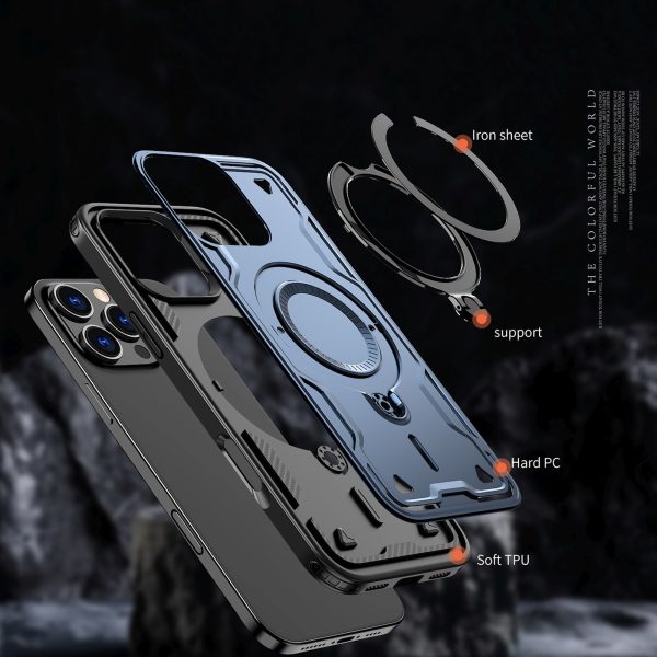 iPhone 16 Pro Max Hybrid Armor moderns maciņš ar MagSafe aizsargslāni — zils