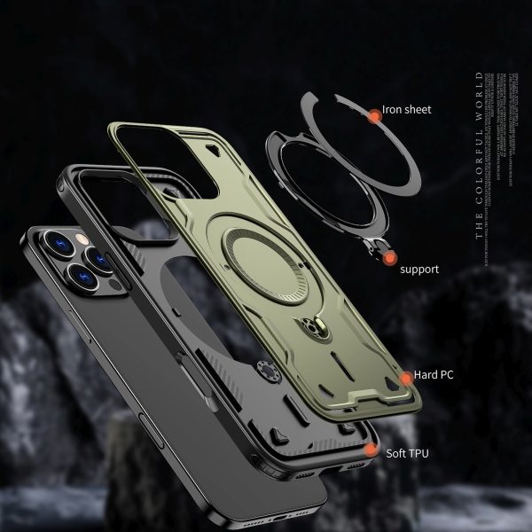 iPhone 16 Pro Max Hybrid Armor modernais MagSafe vāciņš — zaļš